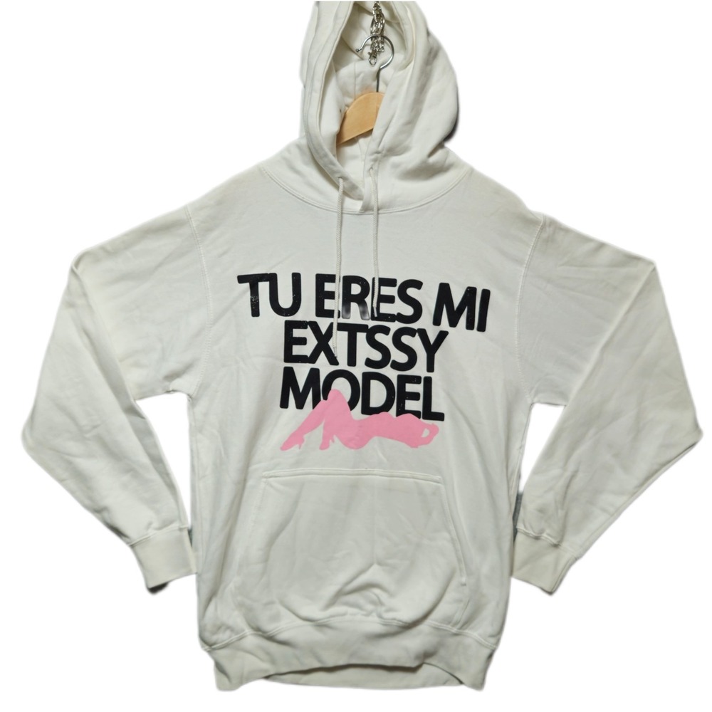 Hoodie Sad Boyz X Junior H Tu Eres Mi Extssy Model White Pink Y2K‎ Streetwear